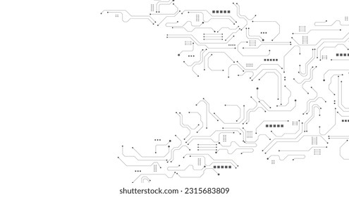 Diagrama de circuito gris sobre fondo blanco. Sistema de conexión de placa de circuito de alta tecnología.Tecnología abstracta vectora en fondo blanco.