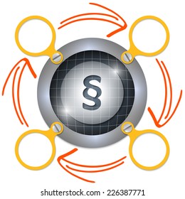 gray circular frame for text with arrows and paragraph