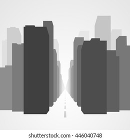 Gray city street view