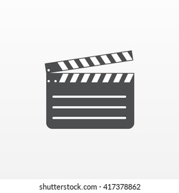 Gray Clapperboard icon isolated on background. Modern flat pictogram, business,  marketing internet concept. Trendy Simple vector symbol for web site design or button to mobile app. Logo illustration.