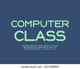 Gray classroom banner with neon color letters Computer Class