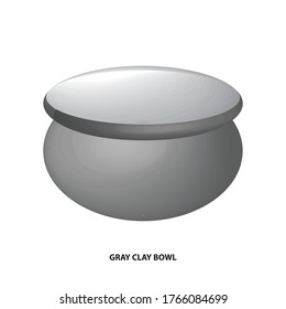 gray clay bowl 3D vintage vector clip art is the graphic arts,refers to pre-made images used to illustrate any medium. 