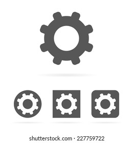 Gray clean modern isolated set of vector gear symbol icons