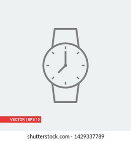 Gray clock icon on white background, vector illustration