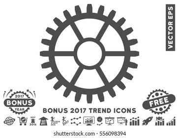 Gray Clock Wheel icon with bonus 2017 trend design elements. Vector illustration style is flat iconic symbols, white background.