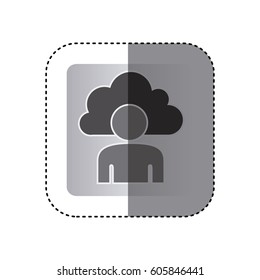 gray cloud person technology icon, vector illustration design