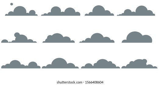 
Gray clouds on a white background.Set. Isolated Elements.Technology.Vector