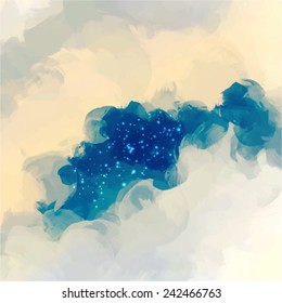 Gray clouds with stars. Abstract illustration.