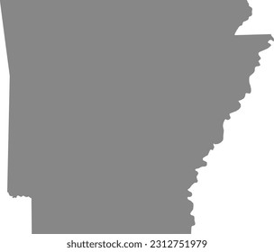 GRAY CMYK color detailed flat map of the federal state of ARKANSAS, UNITED STATES OF AMERICA on transparent background