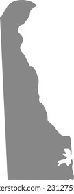GRAY CMYK color detailed flat map of the federal state of DELAWARE, UNITED STATES OF AMERICA on transparent background