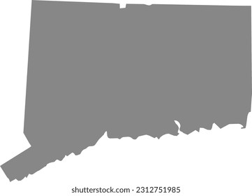 GRAY CMYK color detailed flat map of the federal state of CONNECTICUT, UNITED STATES OF AMERICA on transparent background