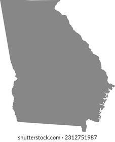 GRAY CMYK color detailed flat map of the federal state of GEORGIA, UNITED STATES OF AMERICA on transparent background