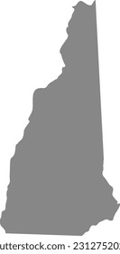 GRAY CMYK color detailed flat map of the federal state of NEW HAMPSHIRE, UNITED STATES OF AMERICA on transparent background