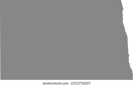 GRAY CMYK color detailed flat map of the federal state of NORTH DAKOTA, UNITED STATES OF AMERICA on transparent background