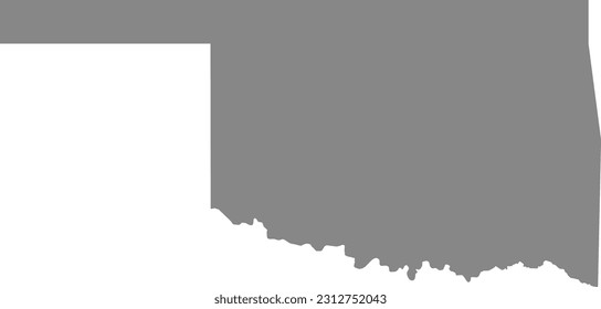 GRAY CMYK color detailed flat map of the federal state of OKLAHOMA, UNITED STATES OF AMERICA on transparent background