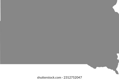 GRAY CMYK color detailed flat map of the federal state of SOUTH DAKOTA, UNITED STATES OF AMERICA on transparent background