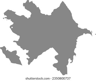 GRAY CMYK color detailed flat stencil map of the European country of AZERBAIJAN on transparent background