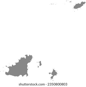GRAY CMYK color detailed flat stencil map of the European country of GUERNSEY on transparent background