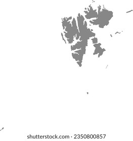 Mapa plano de esténcil en color CMYK GRIS del país europeo de SVALBARD y JAN MAYEN sobre fondo transparente