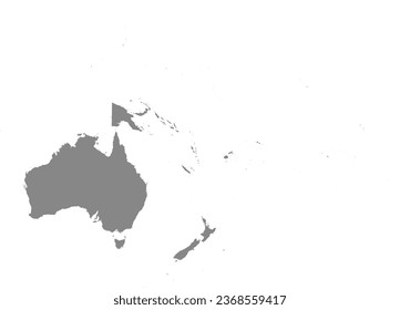 GRAY CMYK color detailed flat stencil map of the continent of OCEANIA on transparent background