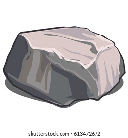 Gray cobblestone isolated on white background. Vector cartoon close-up illustration.