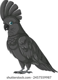 Gray cockatoo with a prominent crest illustrated.