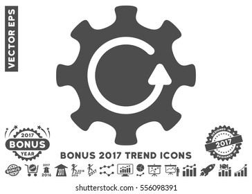 Gray Cog Rotation Direction icon with bonus 2017 year trend icon set. Vector illustration style is flat iconic symbols, white background.