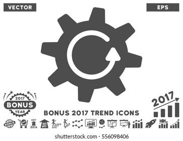 Gray Cogwheel Rotation Direction icon with bonus 2017 year trend elements. Vector illustration style is flat iconic symbols, white background.