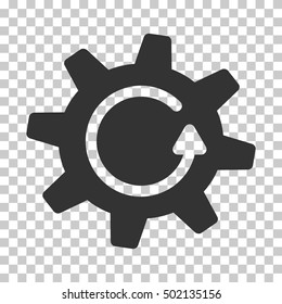 Gray Cogwheel Rotation Direction toolbar pictogram. Vector pictograph style is a flat symbol on chess transparent background.