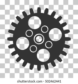Gray Cogwheel toolbar pictogram. Vector pictogram style is a flat symbol on chess transparent background.