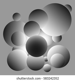 Gray color balls with white light from center background