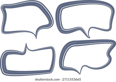 gray color bold hand drawn outline speech bubbles