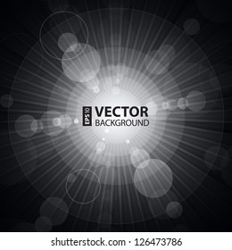 Gray color burst of light and lens flare abstract background. RGB EPS 10 vector illustration