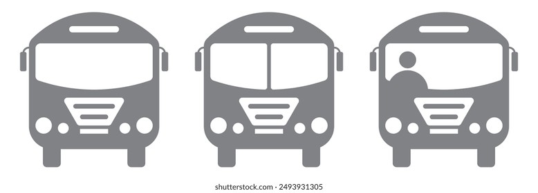 Conjunto de iconos de bus de color gris.