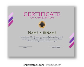 Gray Color Certificate Of Appreciation Template Design.