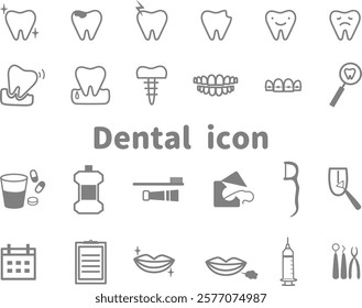 It's gray color dental icon set.