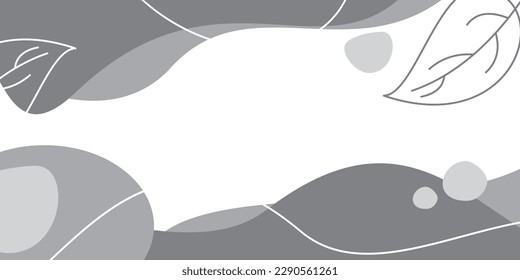 gray color earth day background of abstract shapes, waves and leaves pattern with free space for text. Template for banners, posters, social media