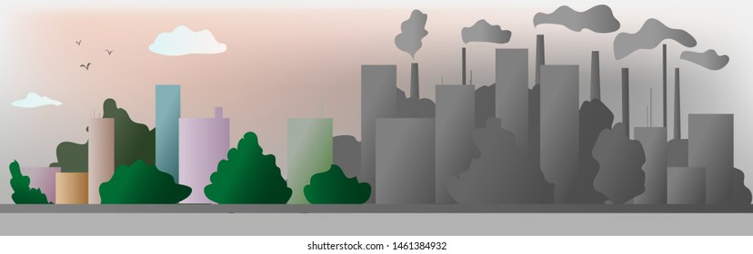 Gray and color ecology city help the world with eco-friendly concept ideas,Vector Illustration