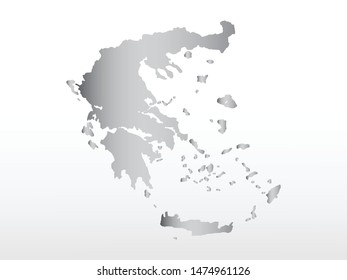Gray color Greece map with dark and light effect vector on light background illustration