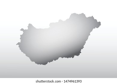 Gray color Hungary map with dark and light effect vector on light background illustration