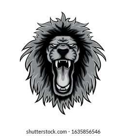 gray color or the lion roars illustration, lion mascot logo