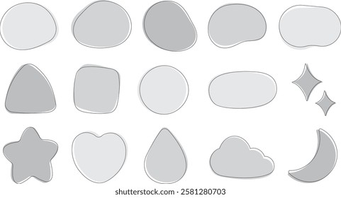 Gray color loose shape illustration set