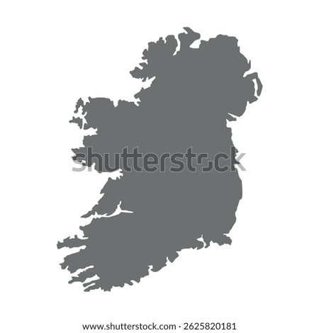 Gray color map illustration of Ireland for design use
