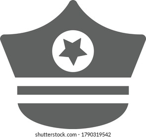   Gray color police hat icon