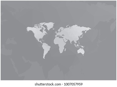 gray color polygon geometric world map, vector eps 10