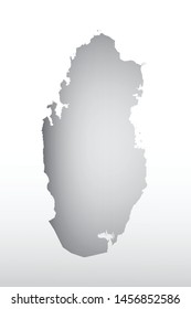Gray color Qatar map with dark and light effect vector on light background illustration