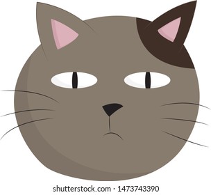 A gray colored cat, vector, color drawing or illustration.