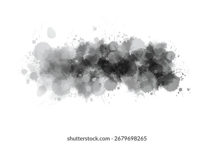 Salpicaduras de pintura de acuarela de color gris. Fondo para sus diseños modernos. Línea hecha de salpicaduras de pintura y salpicaduras.