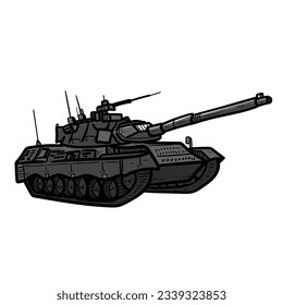 Vehículo de combate gris o tanque con armadura fuerte en el vector de fondo blanco ilustración moderna