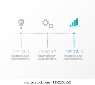 Gray company timeline with business icons. Vector.